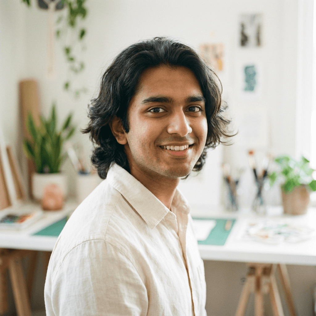 SaaS founder in smart casual attire in a modern workspace